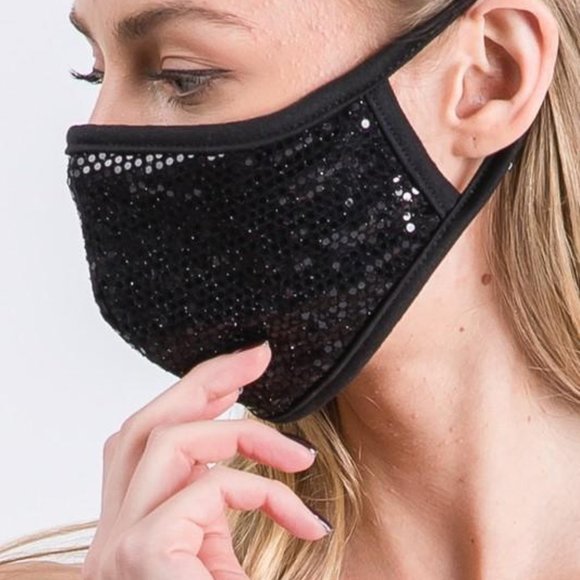 Black Bling Face Mask - Picture 2 of 3